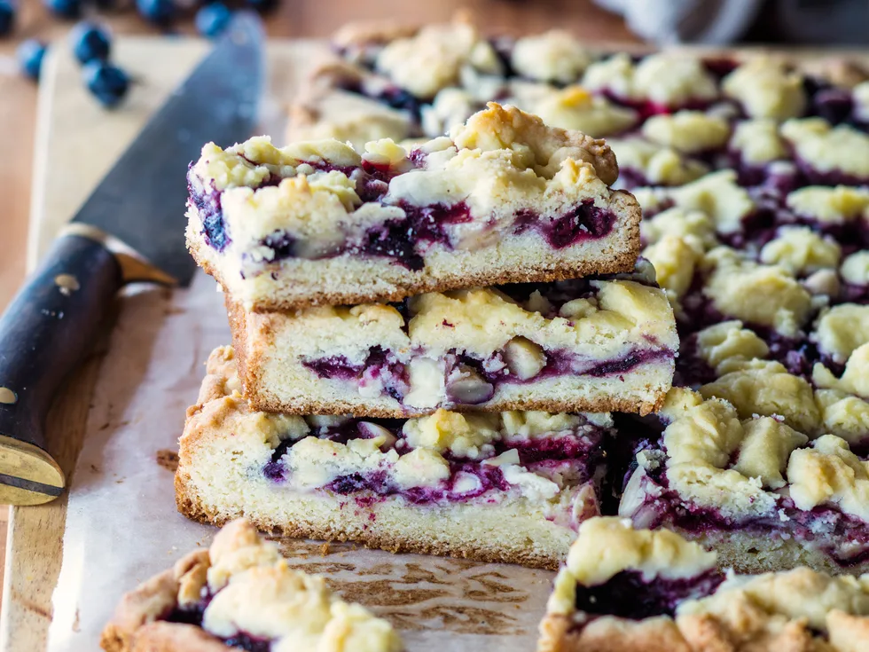 Summer berry and white chocolate slice