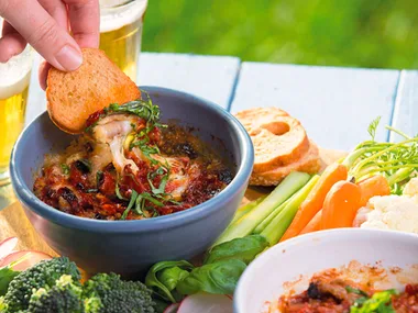 Baked sundried tomato and mozzarella dip