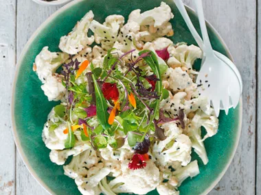 Cauliflower and sesame salad with sumac yoghurt dressing