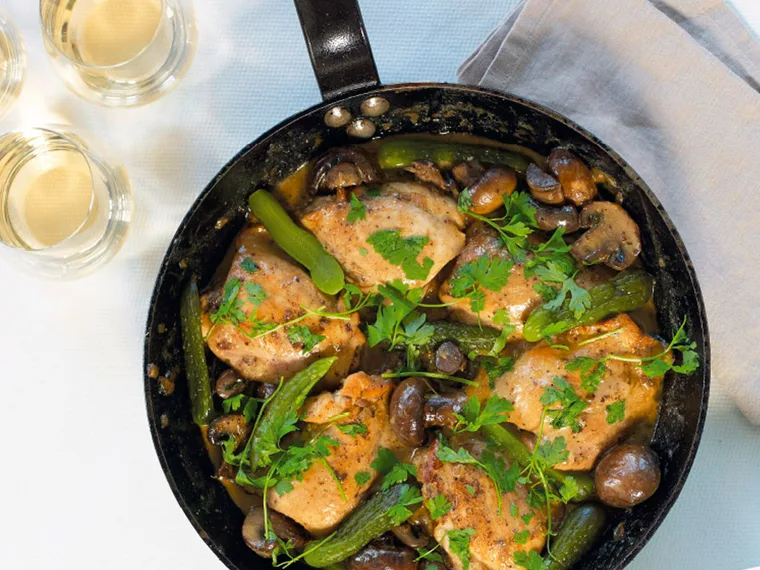 Chicken gherkin fricassee