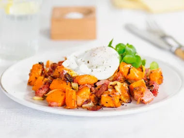 Kumara and corned beef hash