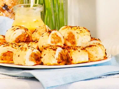 Little chicken and saffron sausage rolls