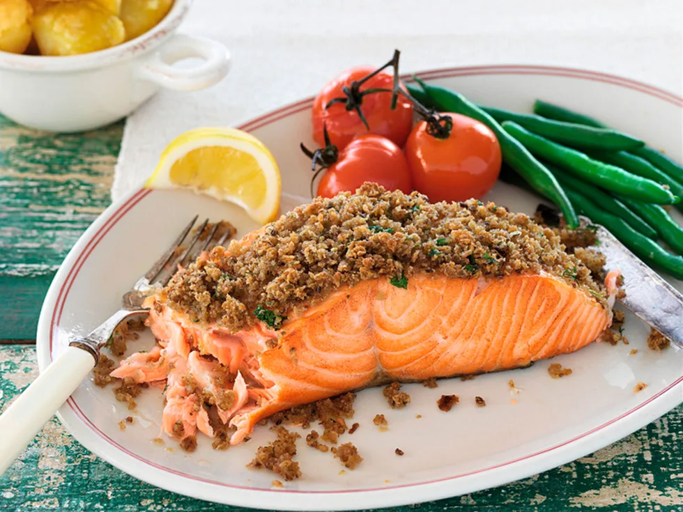 Tarragon and dill-crusted salmon