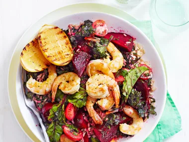 Prawn, beetroot and kale salad