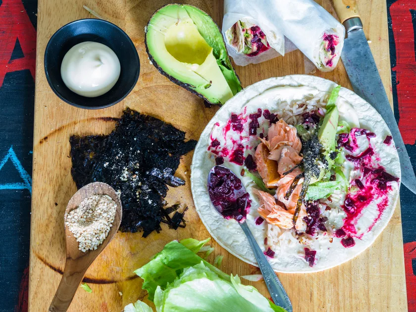 Japanese-inspired salmon wraps