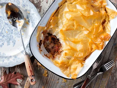Easy lamb, rosemary and filo pie