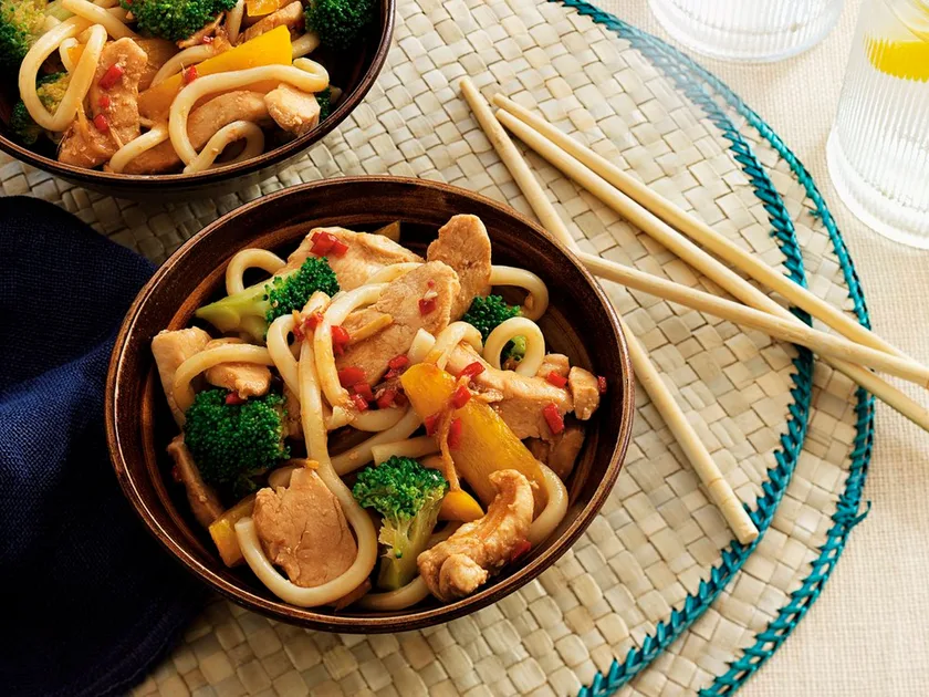 Ginger chicken and udon noodles