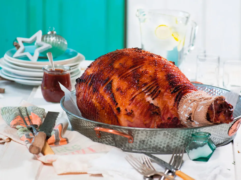 Honey and mustard glazed ham