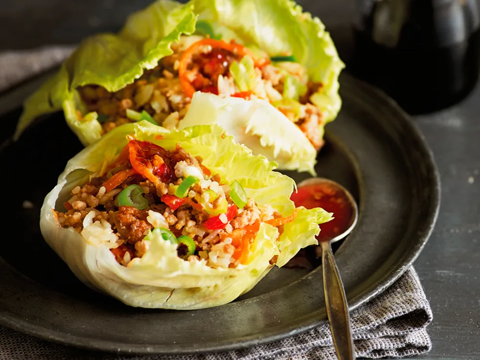Pork and jasmine rice parcels