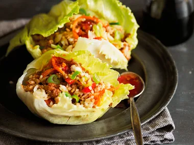 Pork and jasmine rice parcels