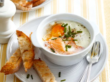 Baked salmon and egg pots
