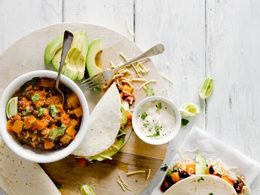 Butternut and black bean soft tacos