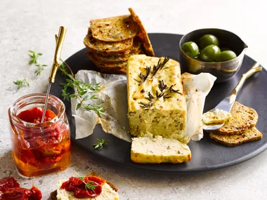 Baked lemon and garlic ricotta loaf