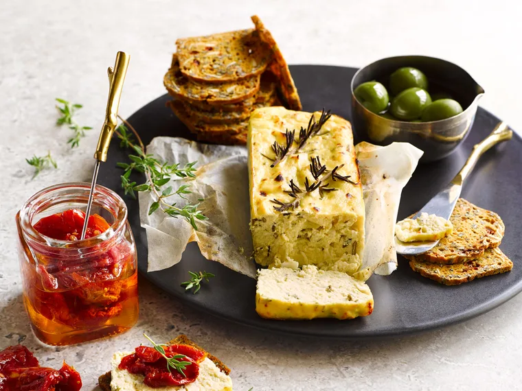 Baked lemon and garlic ricotta loaf