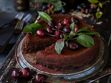 Port and prume chocolate torte