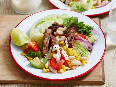 Rump steak with corn salad