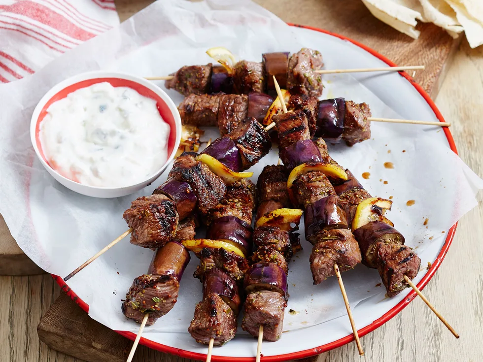 Maple mustard lamb skewers