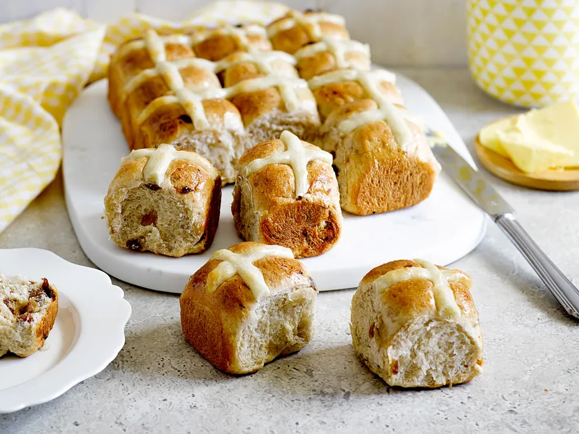 Sultana and spice hot cross buns