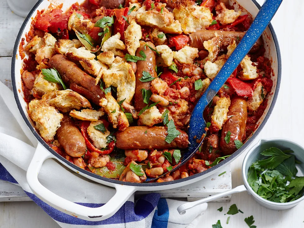 Fast cassoulet with sourdough topping