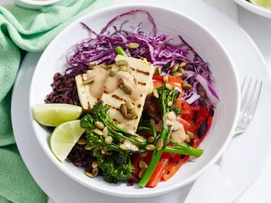 Tofu and pepita satay bowls