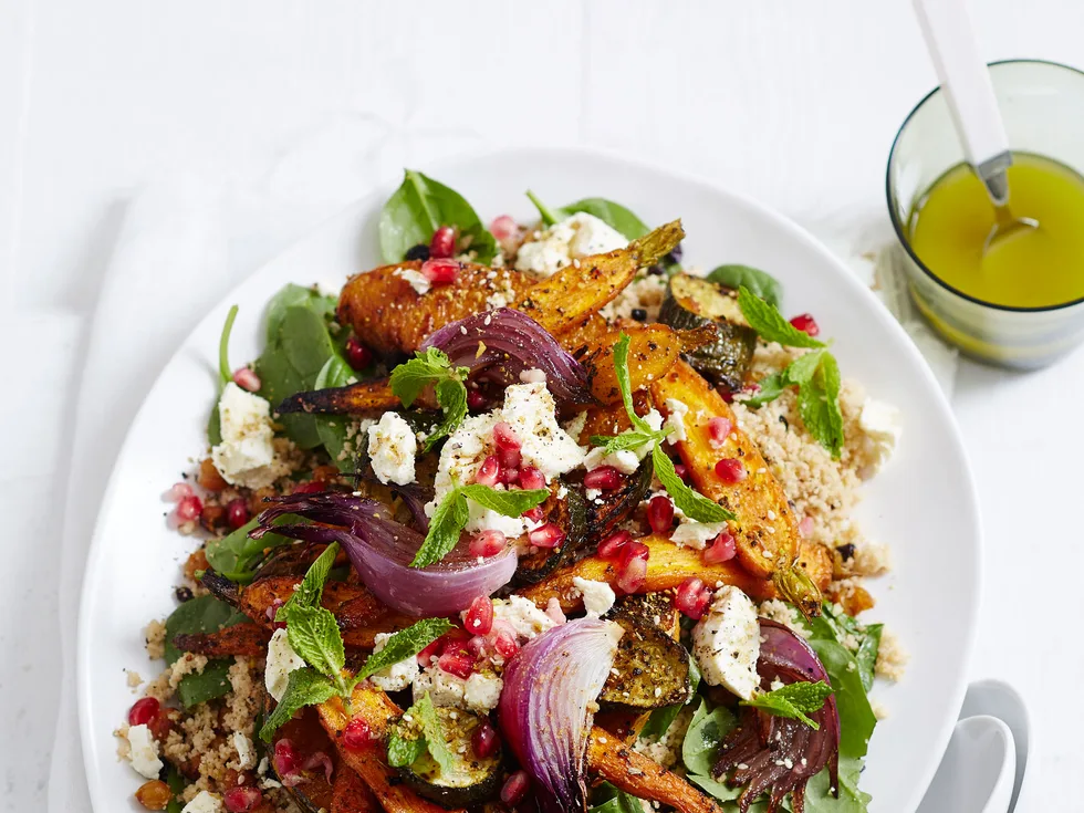 Moroccan spiced carrot, pumpkin and chickpea salad