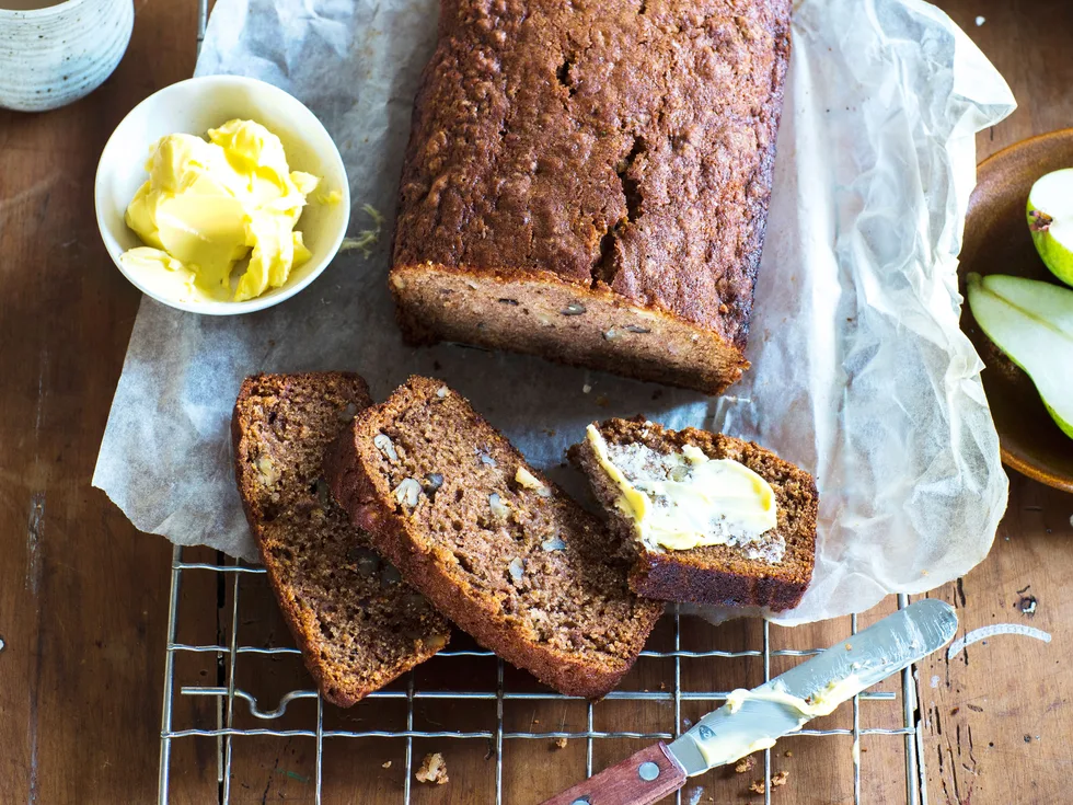 Autumn pear and walnut bread