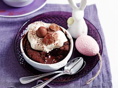 Choc caramel self-saucing puddings