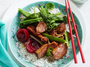 Red-braised fragrant duck with plum glaze