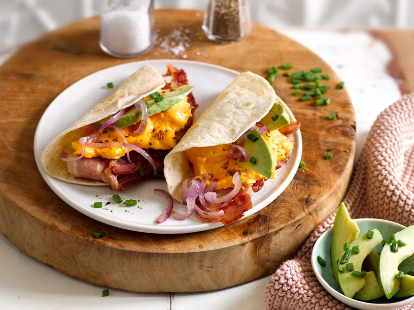 Bacon and egg breakfast tacos
