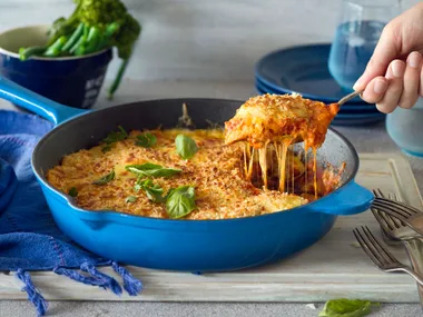 One-pan chicken parmigiana with spinach