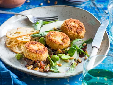 Cauliflower fritters with caponata and vincotto