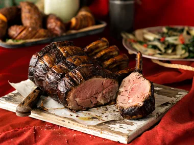 Sticky harissa beef rib roast