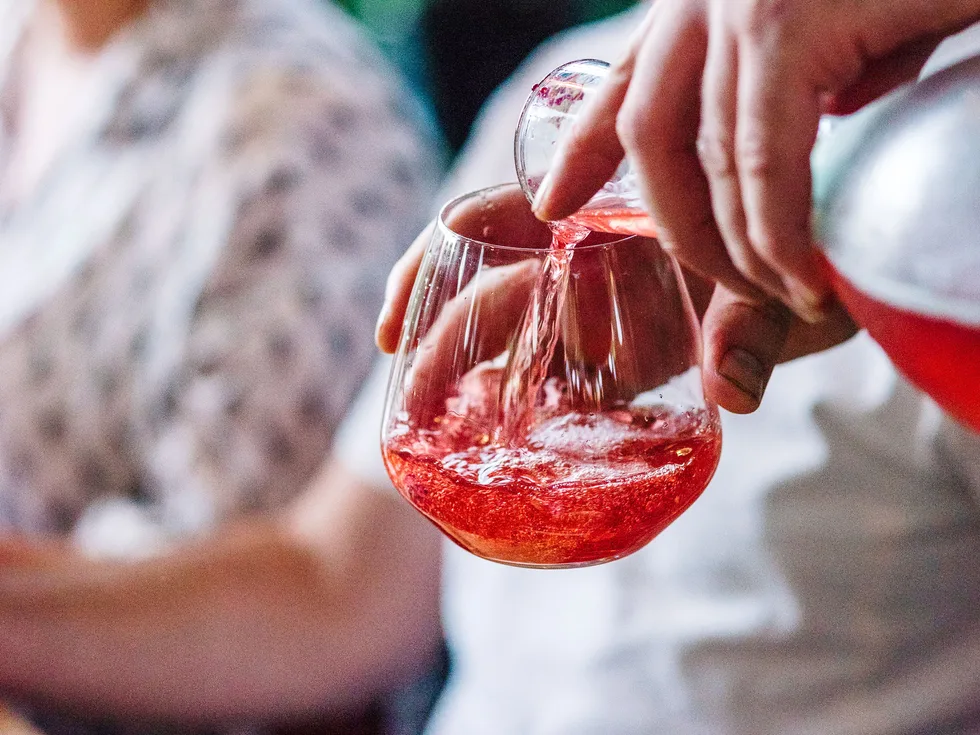 Rose water and prosecco spritz