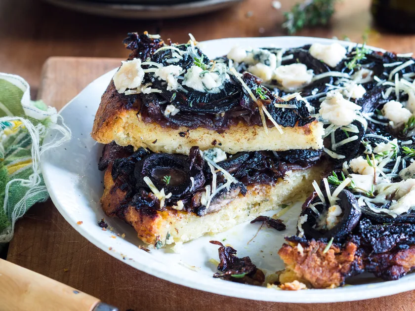Mushroom and onion tart