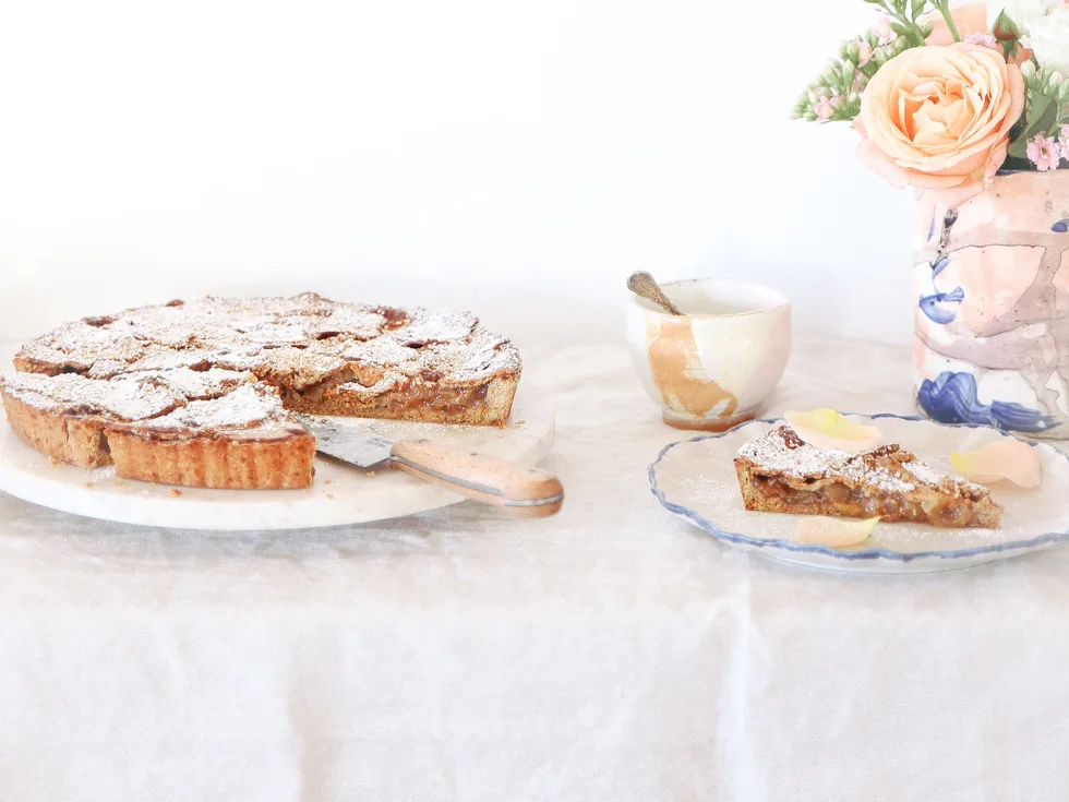 Feijoa and apple pie with spiced spelt pastry