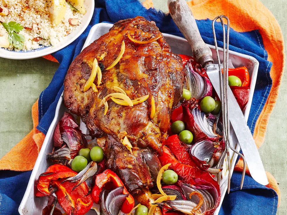 Roast lamb with preserved lemon