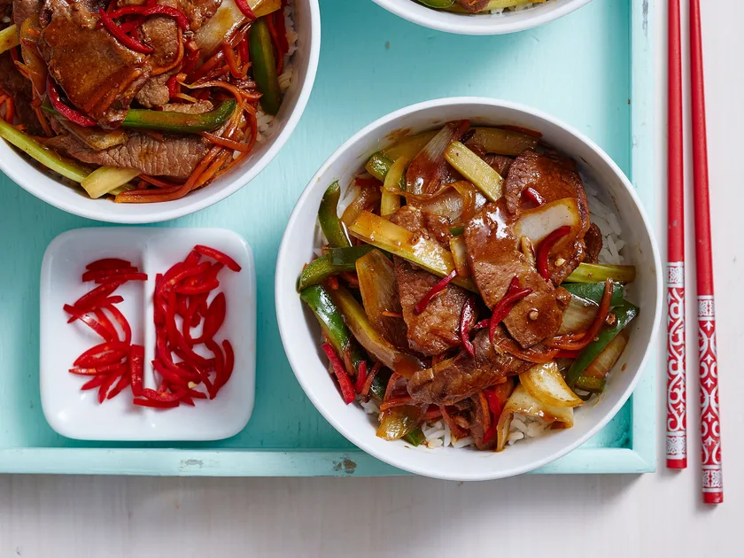 Quick Mongolian lamb stir-fry with rice