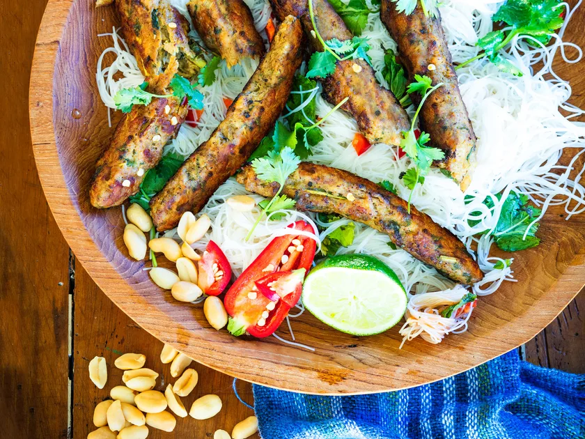 Healthy homemade Thai chicken sausages