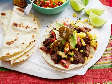 Tortillas with beef and salsa