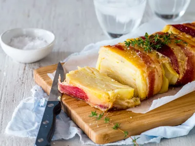 Bacon-wrapped parsnip and potato loaf