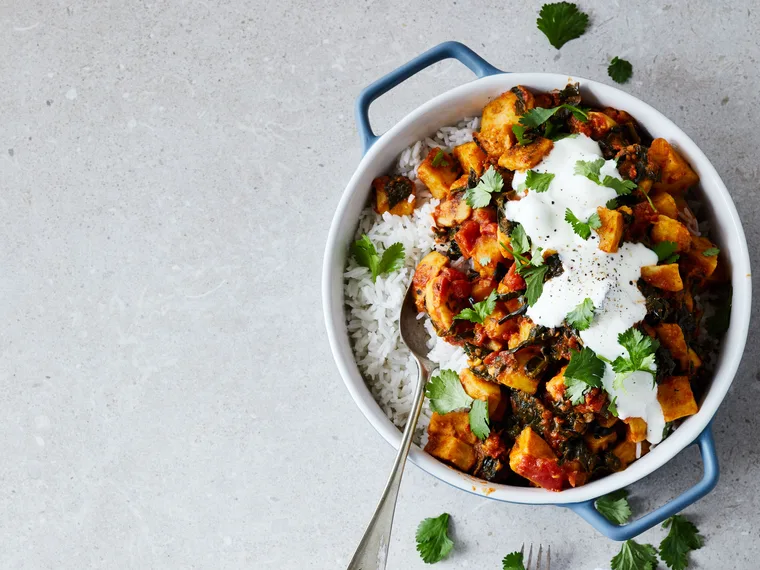 Saag aloo - spinach and potato curry