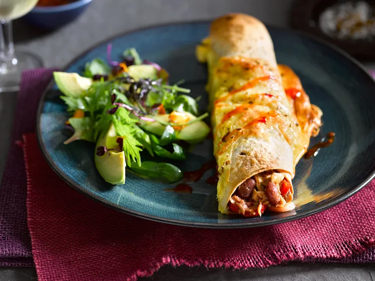 Tuna and chilli bean enchiladas