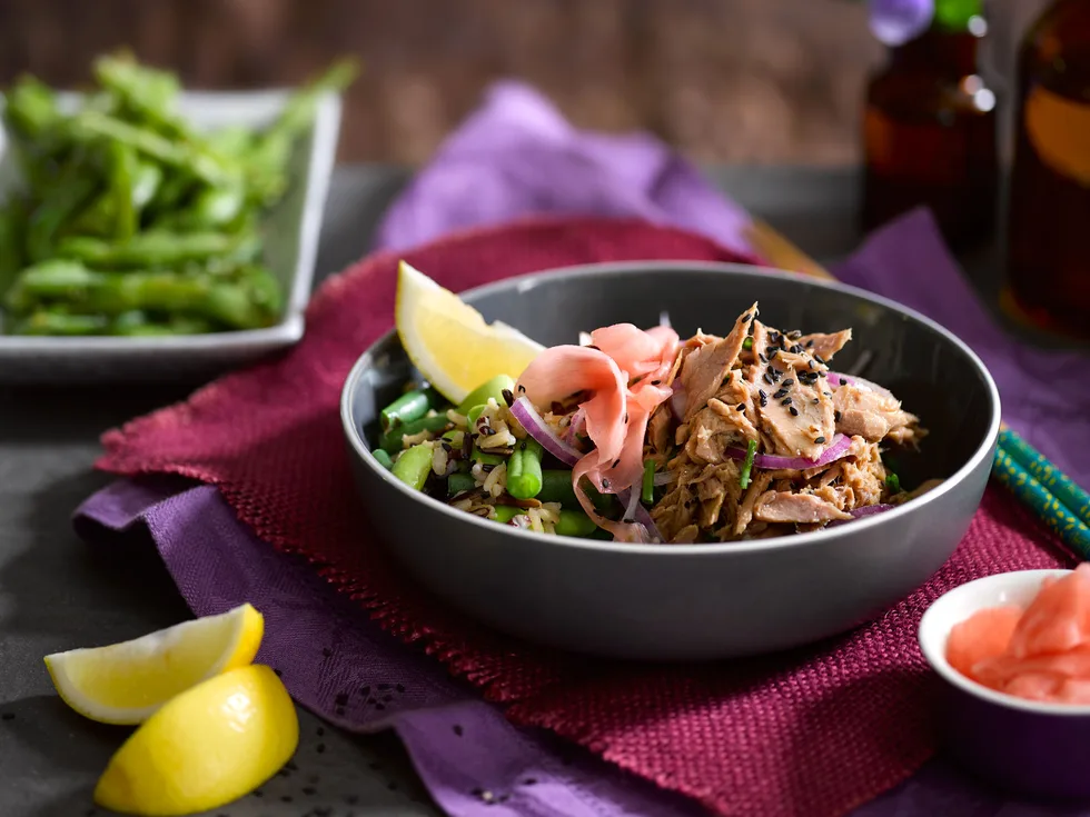 Warm lemon pepper tuna rice bowl