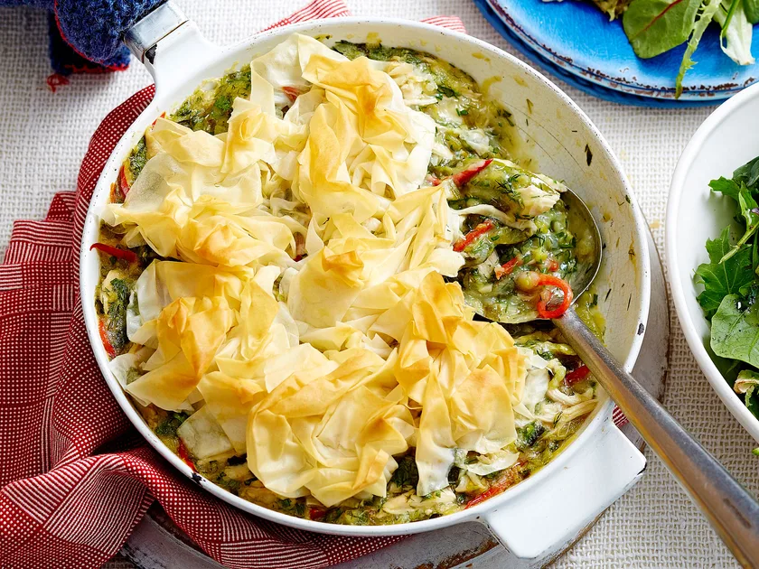 One-pan chicken and vegetable skillet pie