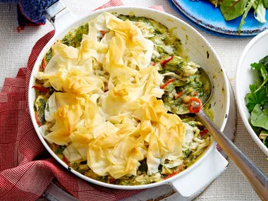 Chicken and vegetable skillet pie