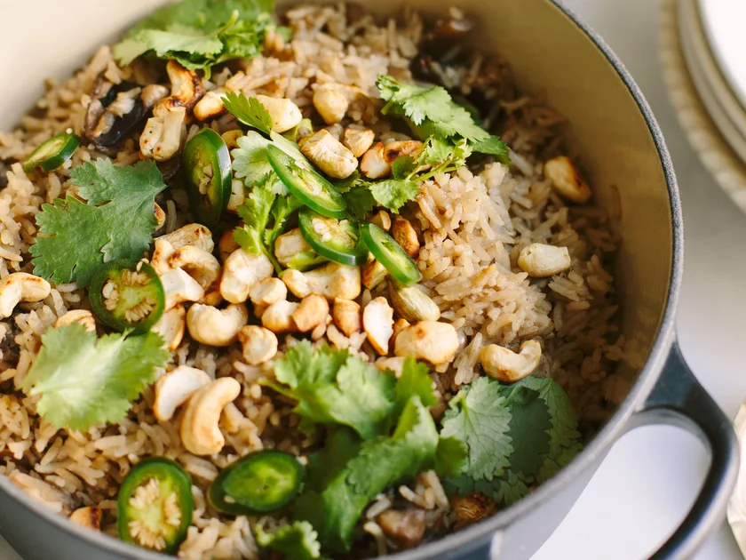 One-pot mushroom rice pilaf