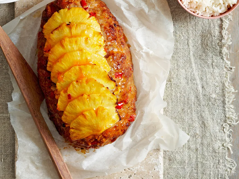 Sweet and sour pork meatloaf with pineapple topping