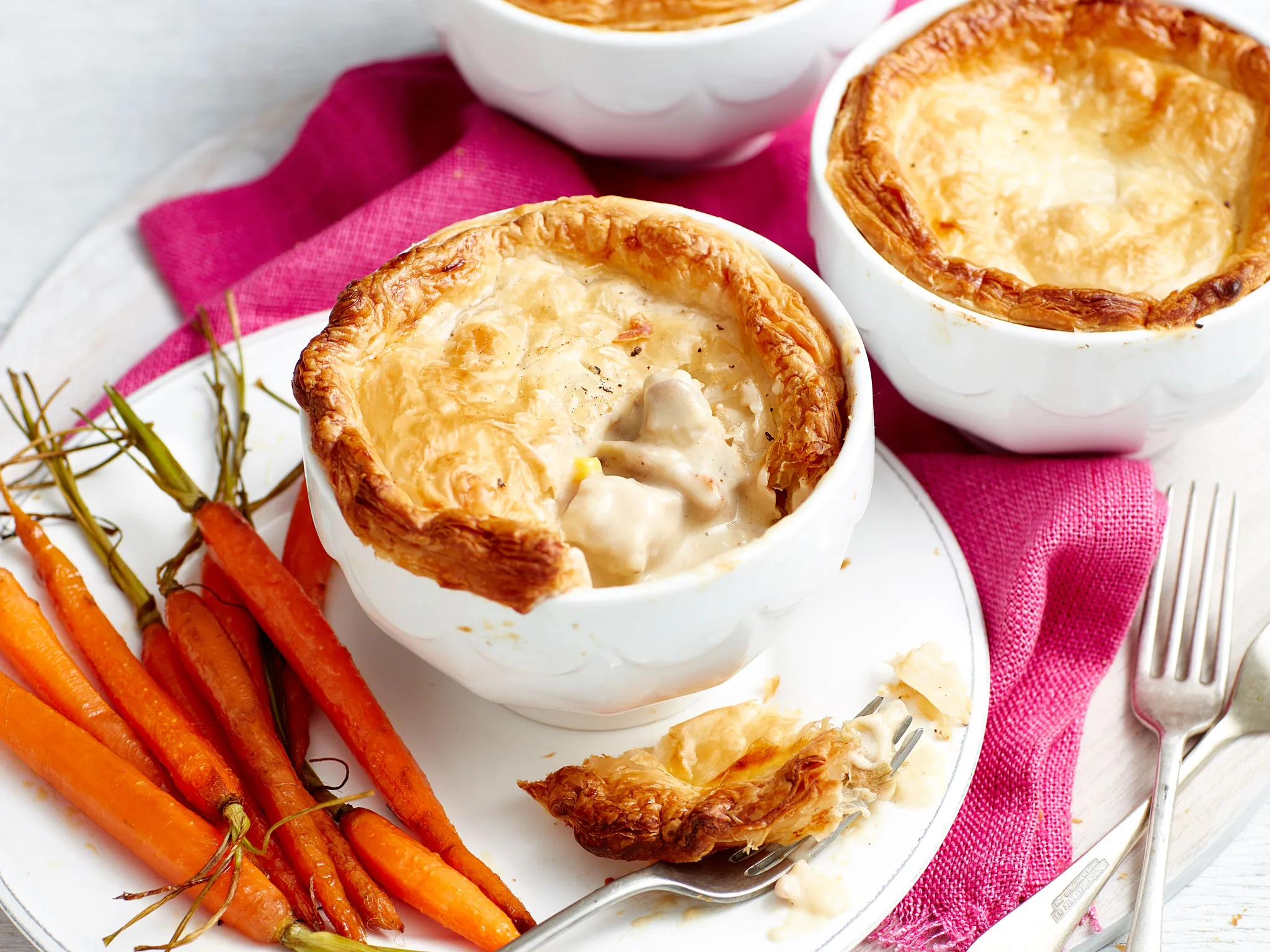 Creamy chicken and vegetable pot pies