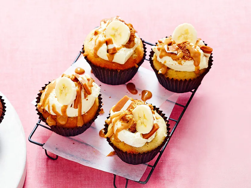 Banoffee banana cupcakes with caramel filling