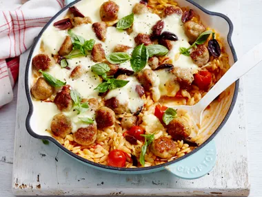 Chicken arrabiata meatball risoni